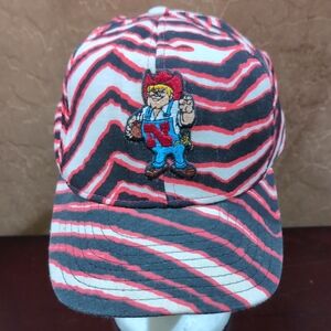 Vintage Zubaz ZEBRA AJD Nebraska Husker Mascot Logo Snapback Rare USA Made